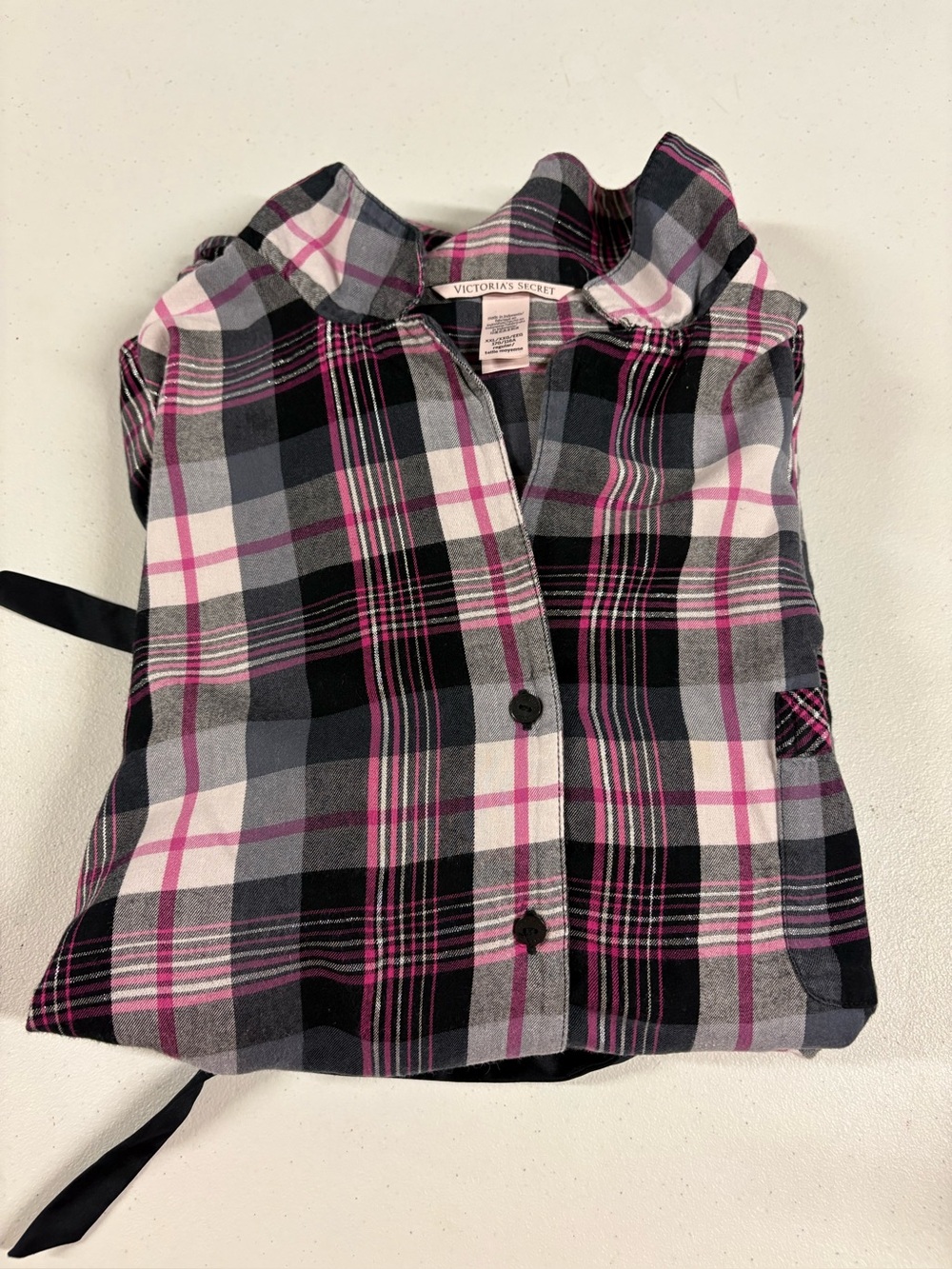 Victoria's Secret Pink & Black Plaid Button-Up Shirt and pants